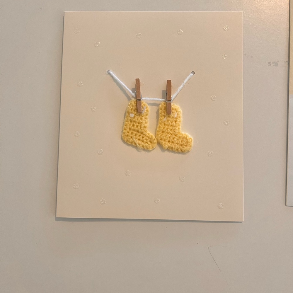 Yellow Baby Booties Card Greeting Card - Picture 3 of 7